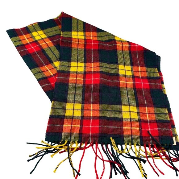 Ingles Buchan Buchanan Tartan Plaid Scarf New Wool Scotland Fringed Lagenlook - Picture 1 of 13